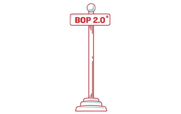 Street sign that reads BOP 2.0. 