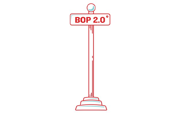 Street sign that reads BOP 2.0.