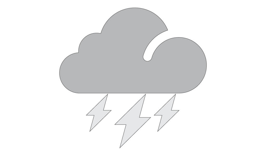 grey icon with cloud and lightening bolts