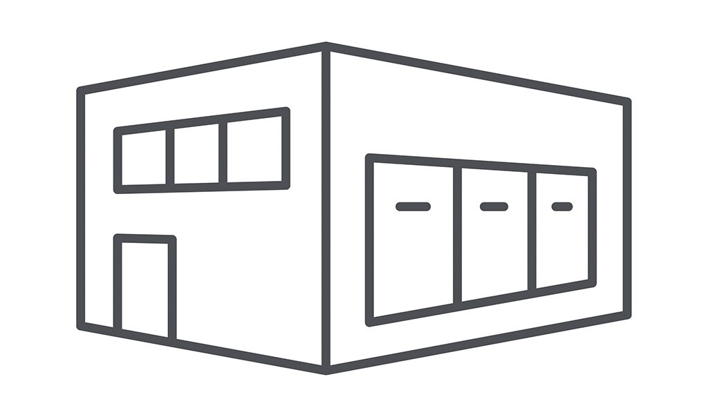warehouse with garage doors icon