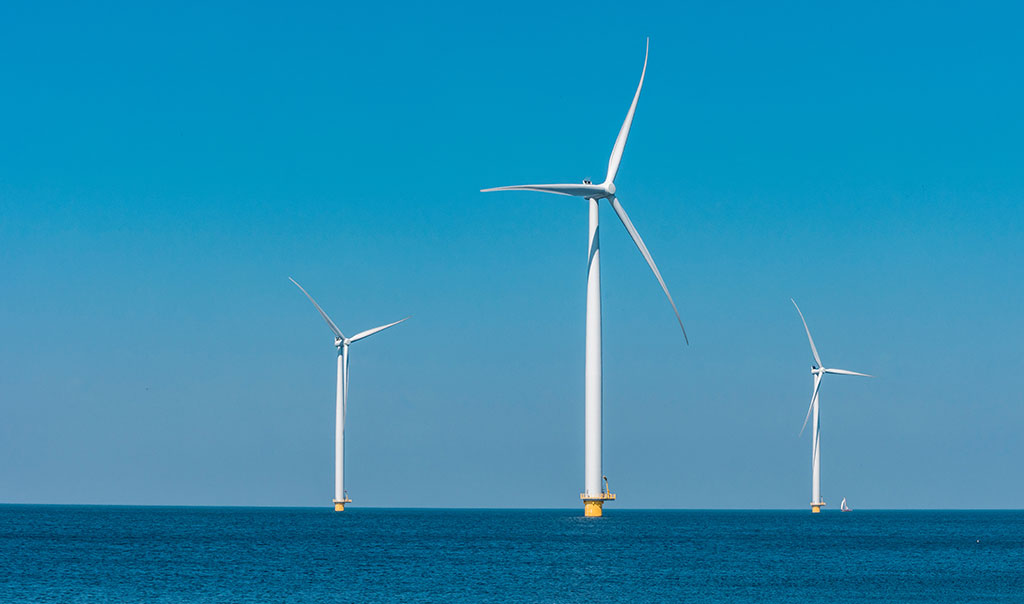 offshore wind rig in ocean