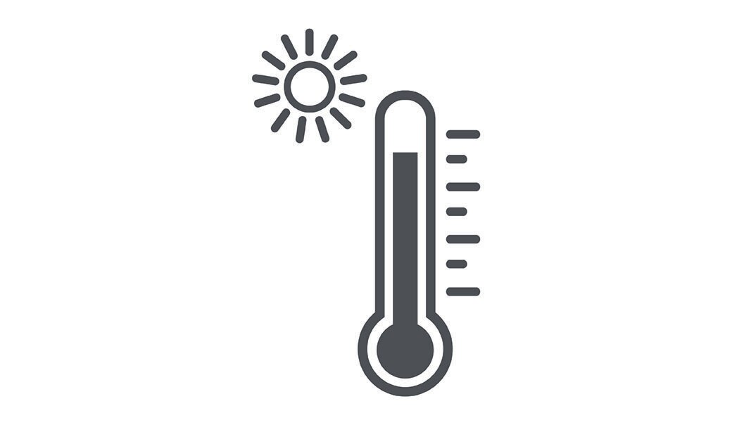 icon of a thermometer and hot sun