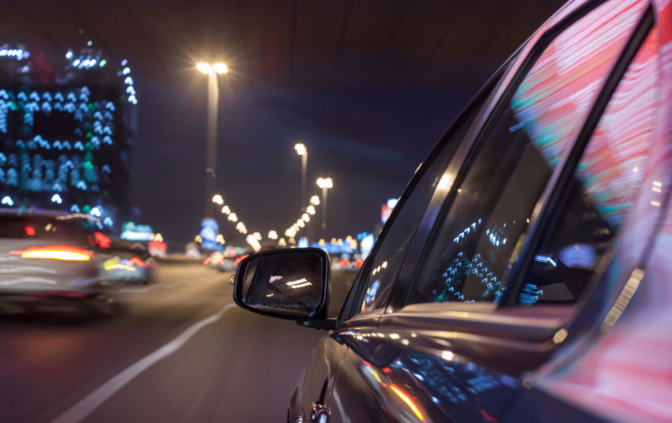 Business car driving on the highway