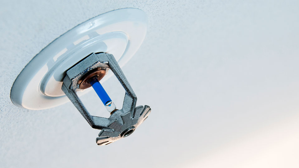 Fire sprinkler on ceiling of business