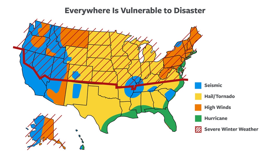 Natural Hazards Map of the United States