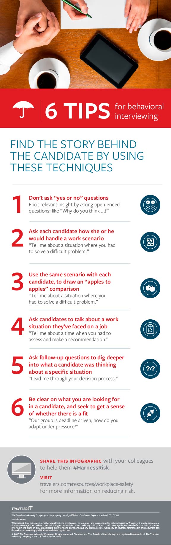 Infographic of 6 tips of behavioral interviewing