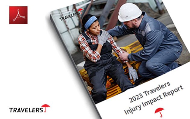 Image of whitepaper cover for the 2023 Travelers Injury Impact Report.
