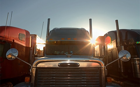 close up image of semi-truck