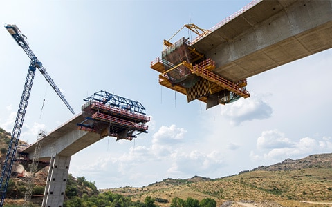 bridge construction over a valley