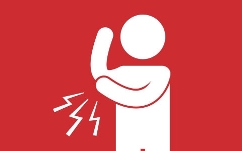 illustrated person with an elbow injury
