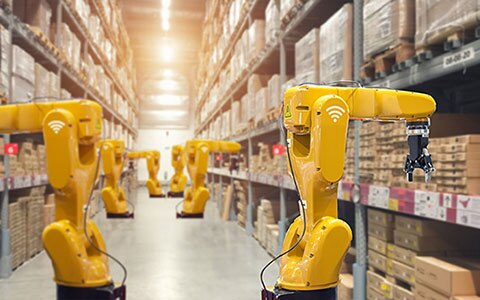 Robots pulling items from shelves