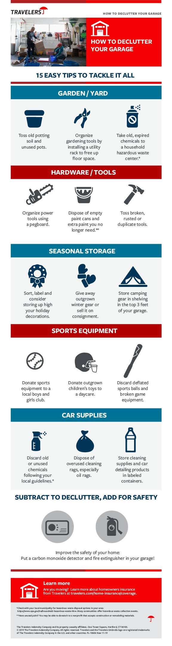 man and young boy pack boxes in garage, How to Declutter Your Garage [Infographic]