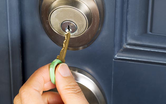 Key in front door lock