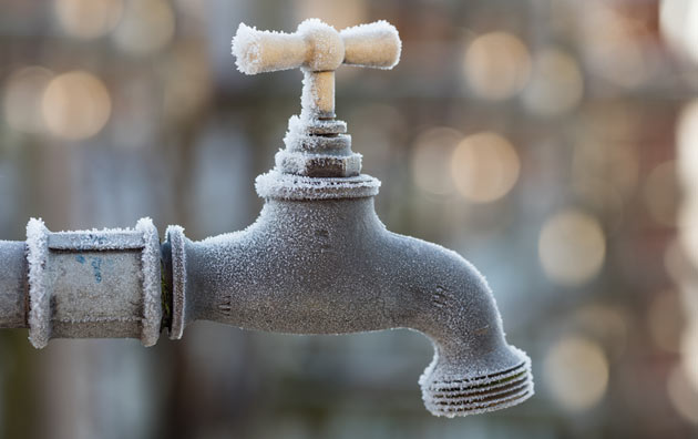 Frozen outdoor faucet