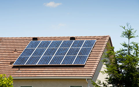 Solar panels on the roof of a house