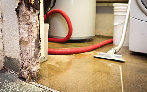 Sump pump in a basement