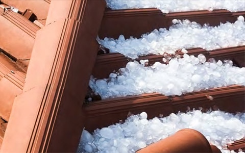 Hail on a roof
