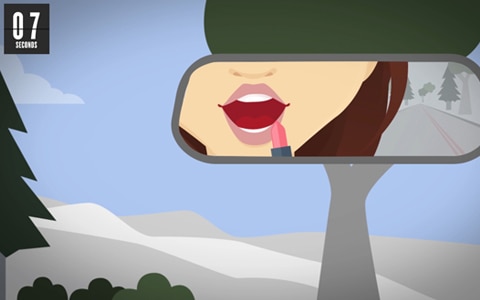 illustration of distracted driver putting on makeup