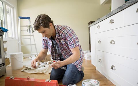 Male working on home improvement project